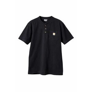 Carhartt Henley T-Shirt Mens Large Loose Fit Black Pocket Workwear